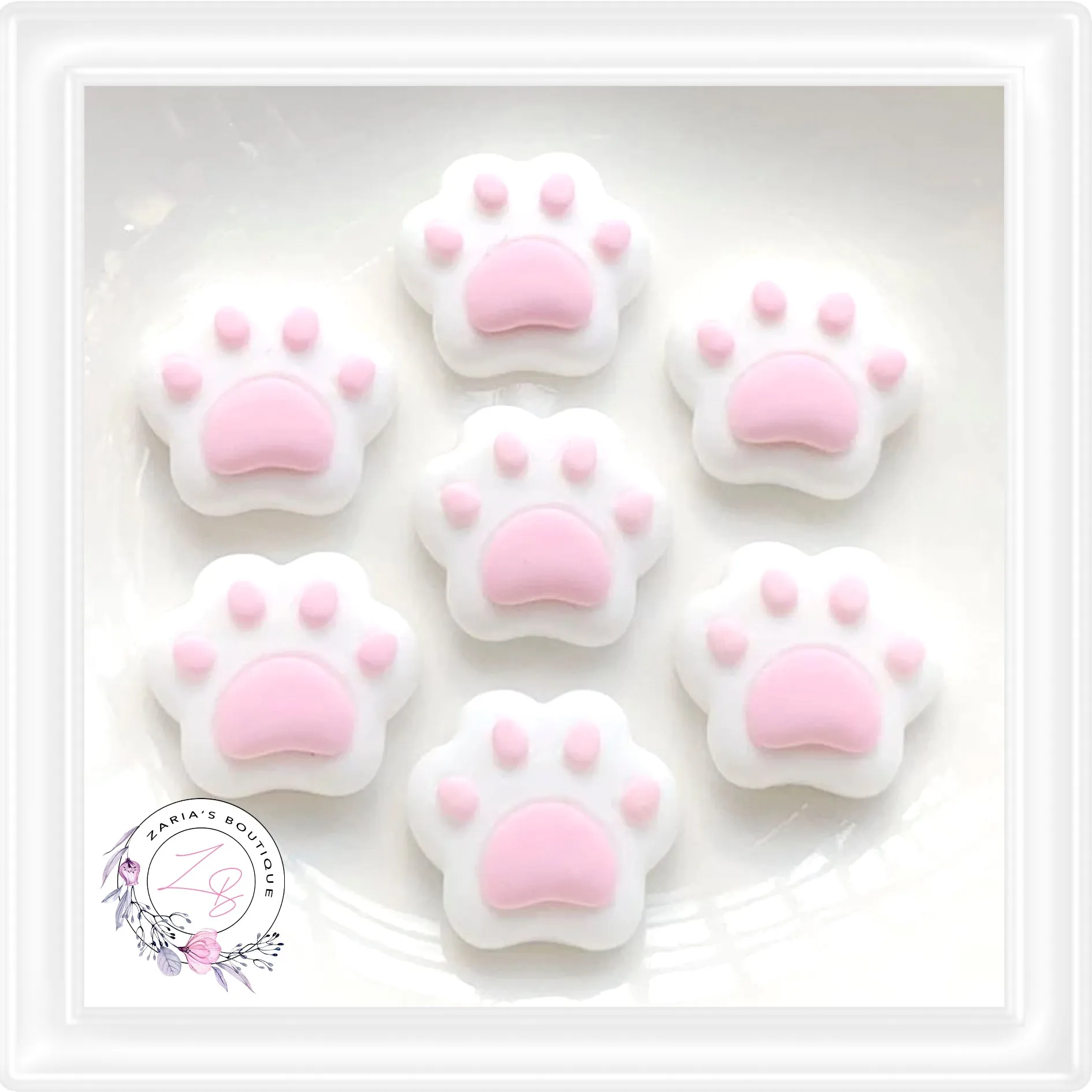 ⋅ FUR BABY PAWS ⋅ Flatback Resin Cabochon Embellishments ⋅ 2 Pcs ⋅