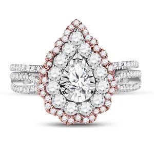 1 1/3CTW-DIA ANA M  1/3CT-CPEAR 1/20CT-RUBY KIANA BRIDAL SET