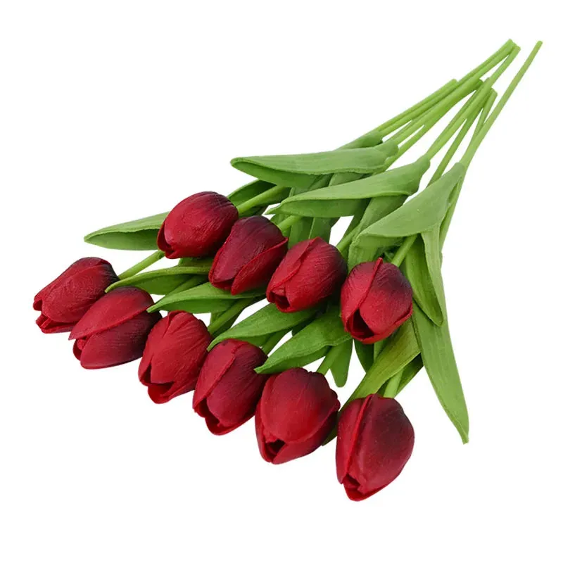 10-Pack Artificial Tulip Flowers Look Real Touch Artificial Bouquet Fake Flowers for Weddings, Decoration Home Garden Decor