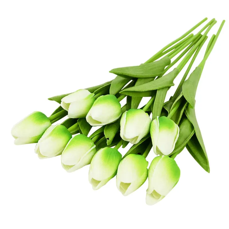 10-Pack Artificial Tulip Flowers Look Real Touch Artificial Bouquet Fake Flowers for Weddings, Decoration Home Garden Decor