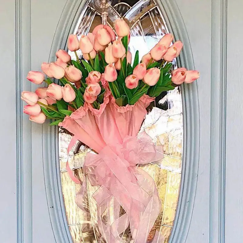 10-Pack Artificial Tulip Flowers Look Real Touch Artificial Bouquet Fake Flowers for Weddings, Decoration Home Garden Decor