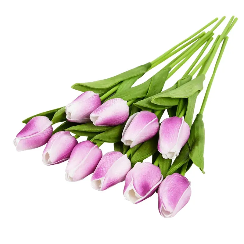 10-Pack Artificial Tulip Flowers Look Real Touch Artificial Bouquet Fake Flowers for Weddings, Decoration Home Garden Decor