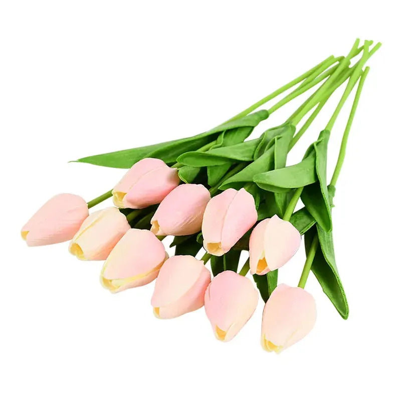 10-Pack Artificial Tulip Flowers Look Real Touch Artificial Bouquet Fake Flowers for Weddings, Decoration Home Garden Decor