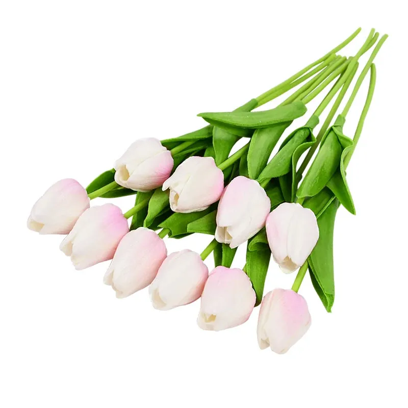 10-Pack Artificial Tulip Flowers Look Real Touch Artificial Bouquet Fake Flowers for Weddings, Decoration Home Garden Decor