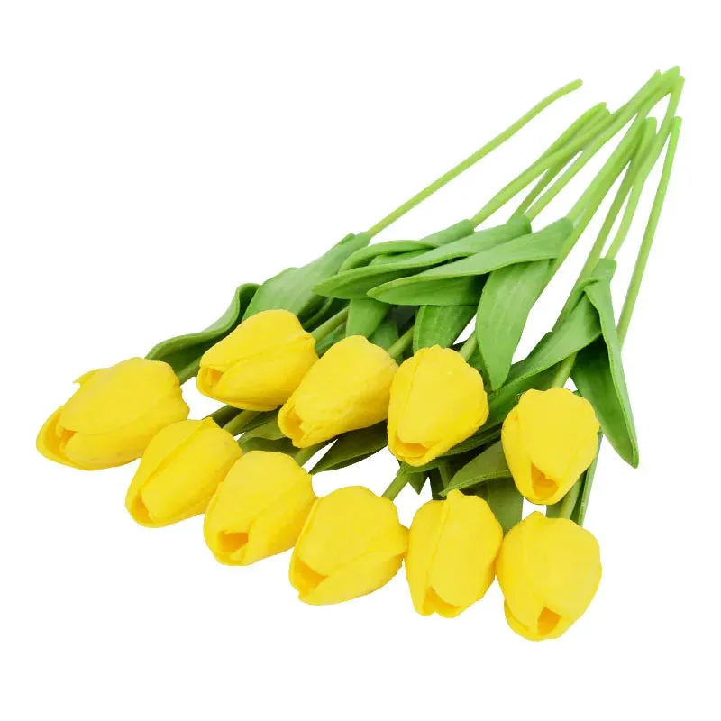 10-Pack Artificial Tulip Flowers Look Real Touch Artificial Bouquet Fake Flowers for Weddings, Decoration Home Garden Decor