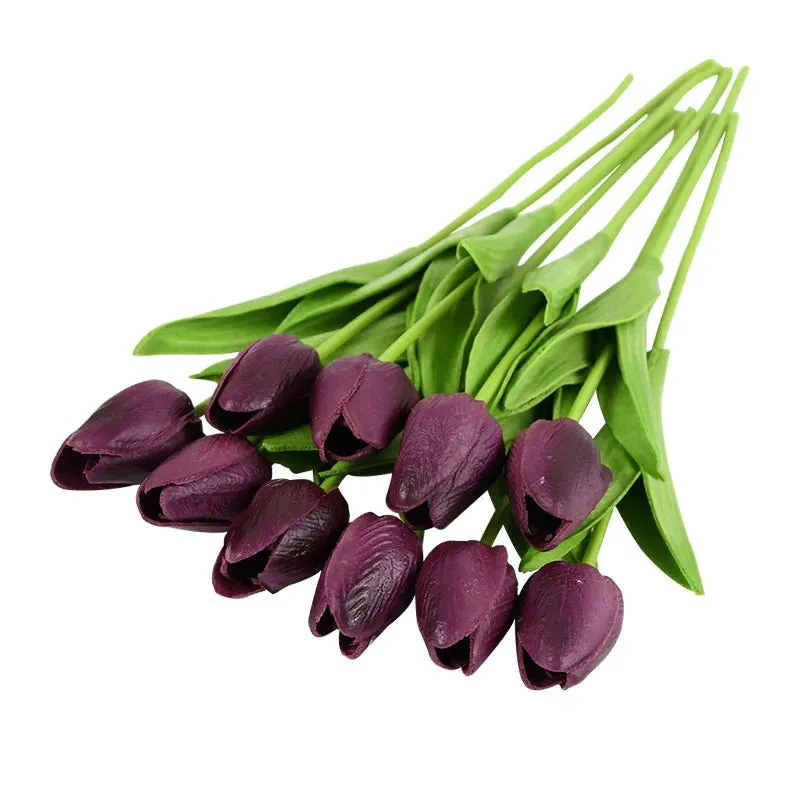 10-Pack Artificial Tulip Flowers Look Real Touch Artificial Bouquet Fake Flowers for Weddings, Decoration Home Garden Decor