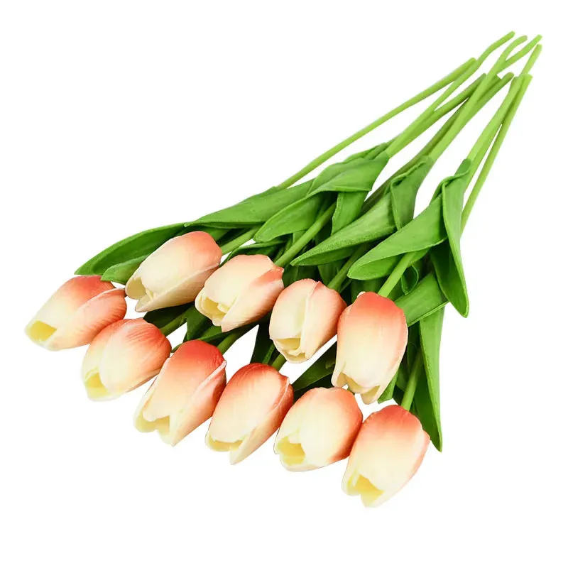 10-Pack Artificial Tulip Flowers Look Real Touch Artificial Bouquet Fake Flowers for Weddings, Decoration Home Garden Decor