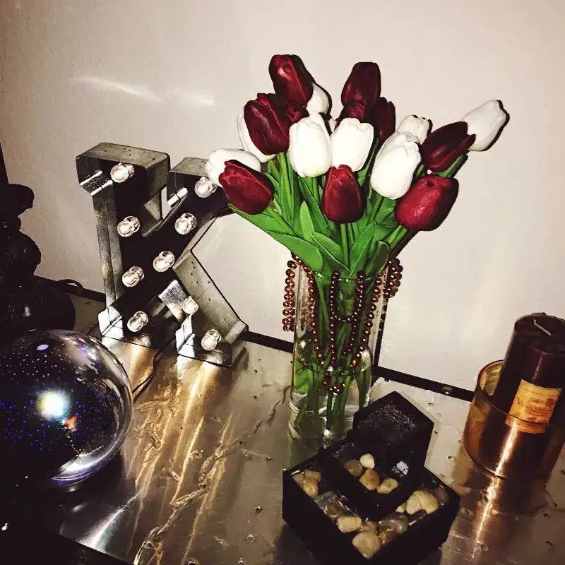 10-Pack Artificial Tulip Flowers Look Real Touch Artificial Bouquet Fake Flowers for Weddings, Decoration Home Garden Decor