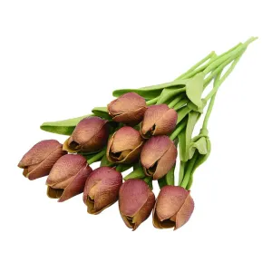10-Pack Artificial Tulip Flowers Look Real Touch Artificial Bouquet Fake Flowers for Weddings, Decoration Home Garden Decor