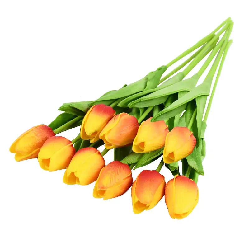 10-Pack Artificial Tulip Flowers Look Real Touch Artificial Bouquet Fake Flowers for Weddings, Decoration Home Garden Decor