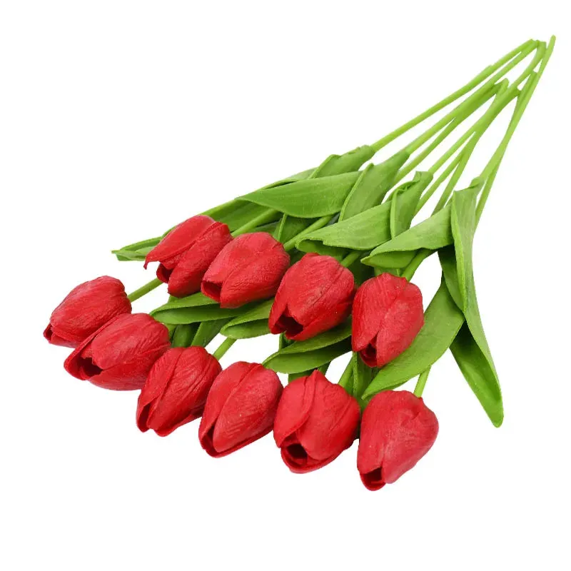 10-Pack Artificial Tulip Flowers Look Real Touch Artificial Bouquet Fake Flowers for Weddings, Decoration Home Garden Decor