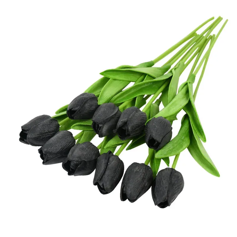 10-Pack Artificial Tulip Flowers Look Real Touch Artificial Bouquet Fake Flowers for Weddings, Decoration Home Garden Decor