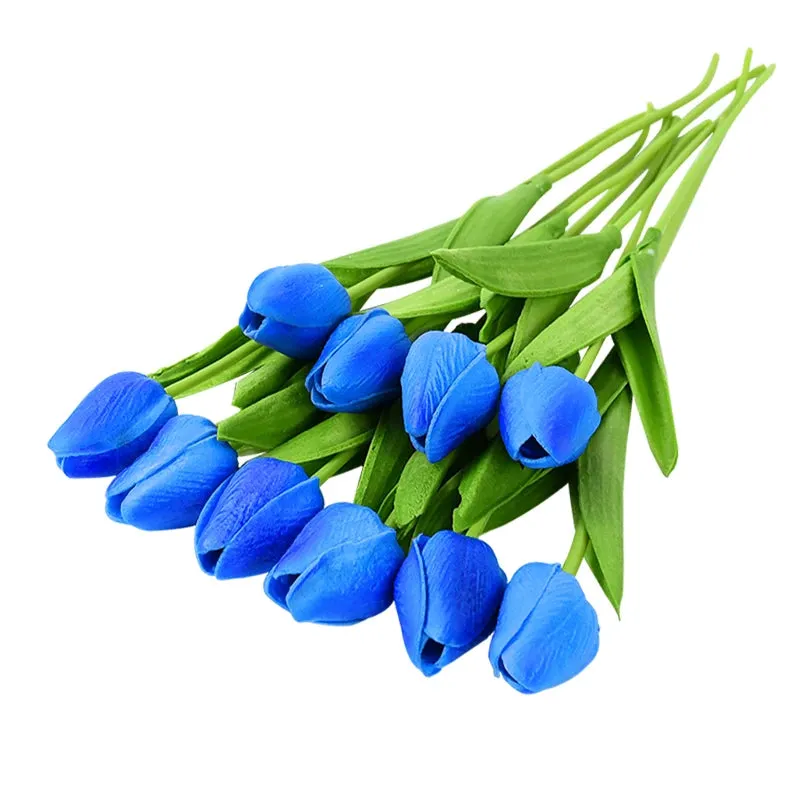 10-Pack Artificial Tulip Flowers Look Real Touch Artificial Bouquet Fake Flowers for Weddings, Decoration Home Garden Decor
