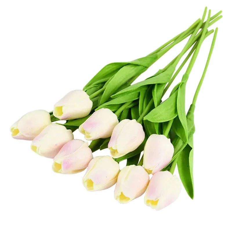 10-Pack Artificial Tulip Flowers Look Real Touch Artificial Bouquet Fake Flowers for Weddings, Decoration Home Garden Decor