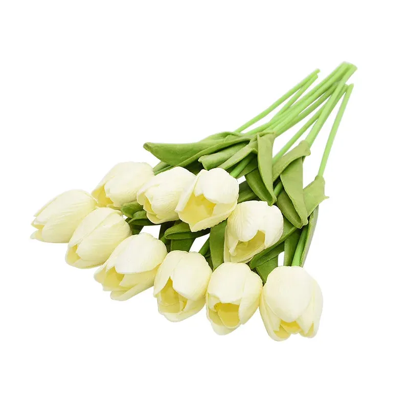 10-Pack Artificial Tulip Flowers Look Real Touch Artificial Bouquet Fake Flowers for Weddings, Decoration Home Garden Decor