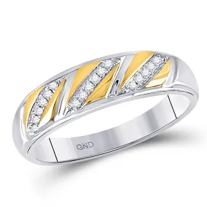 10kt Two-tone Gold His Hers Round Diamond Solitaire Matching Bridal Wedding Ring Band Set 1/3 Cttw