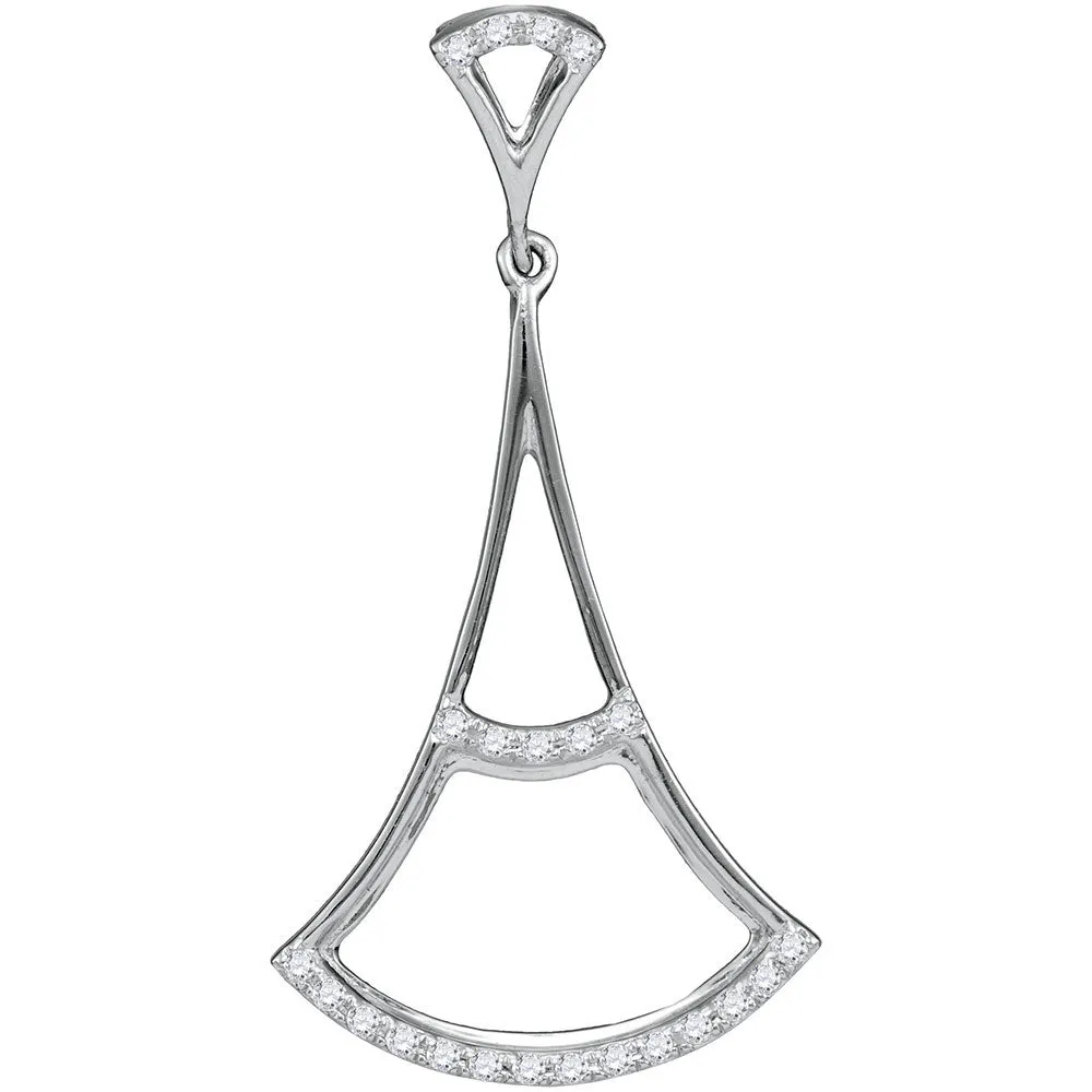 10kt White Gold Womens Round Diamond Fashion Pendant 1/12 Cttw