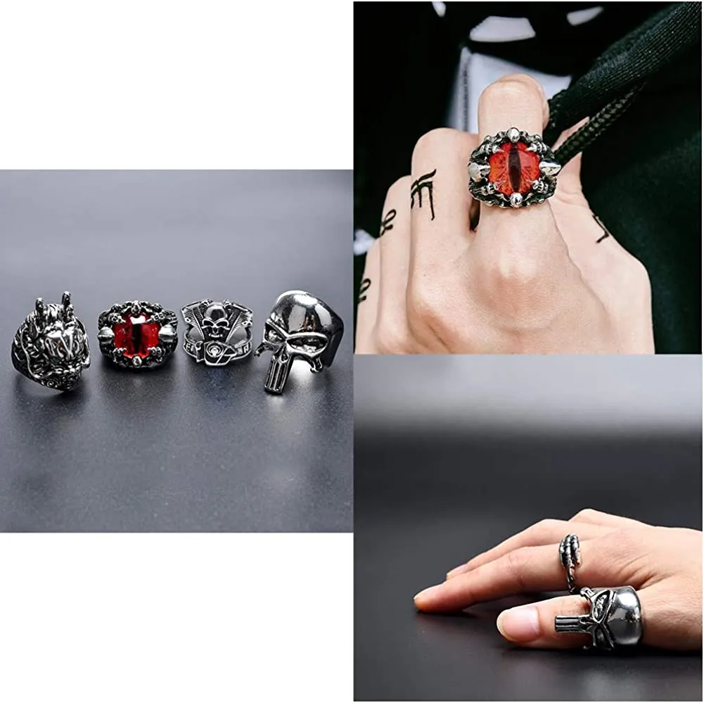 12 pcs Vintage Punk Ring