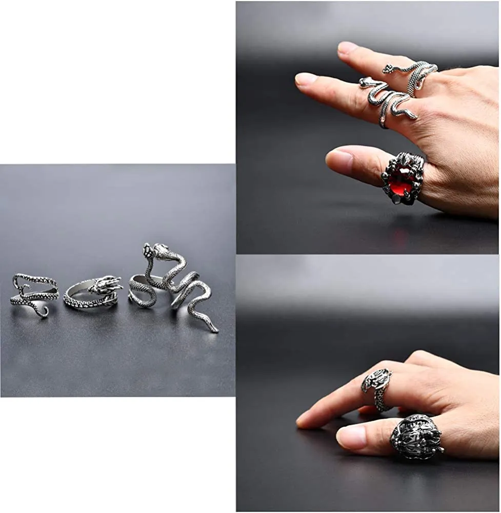 12 pcs Vintage Punk Ring