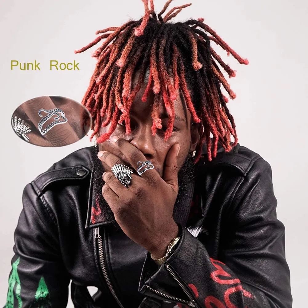 12 pcs Vintage Punk Ring