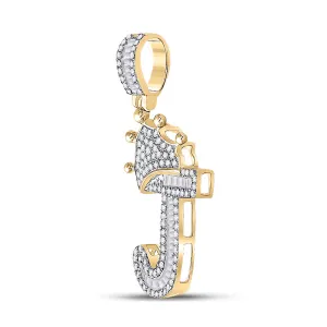 1/2CT-DIA P1P2 CROWN INITIAL "J" MENS PENDANT