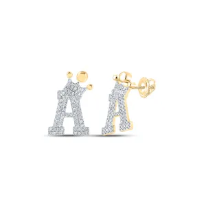 1/3CTW-DIA P1P2 CROWN INITIAL "A" EARRING