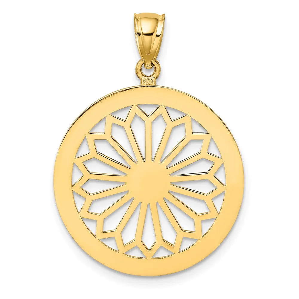 14K Retro Diasy In Round Frame Charm