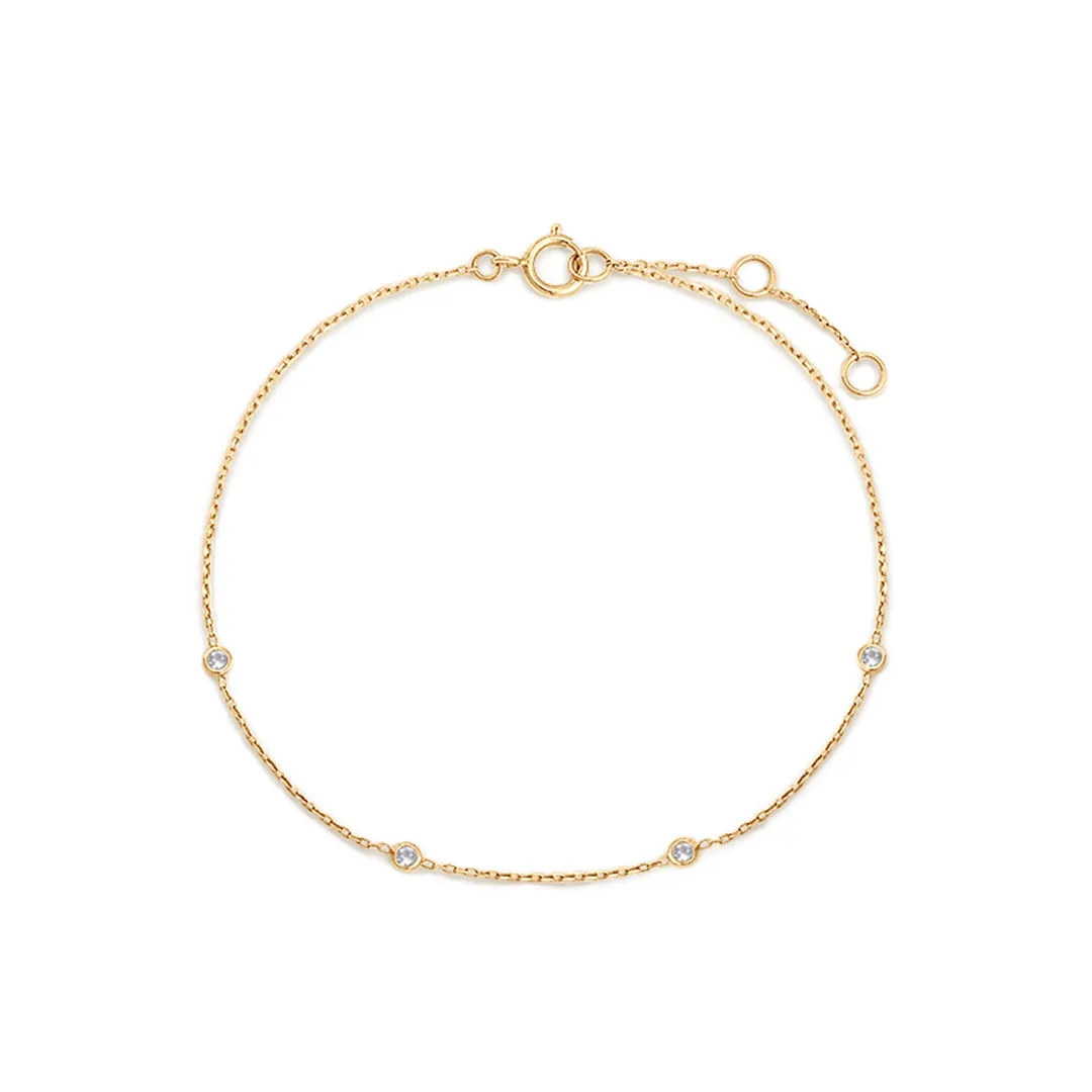 14k Solid Gold Four Diamond Bracelet
