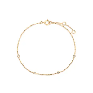 14k Solid Gold Four Diamond Bracelet