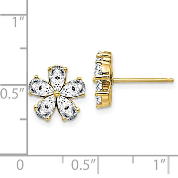 14K White Gold Flower Earring G H I True Light Moissanite
