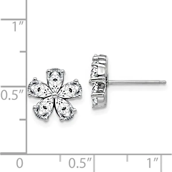 14K White Gold Flower Earring G H I True Light Moissanite