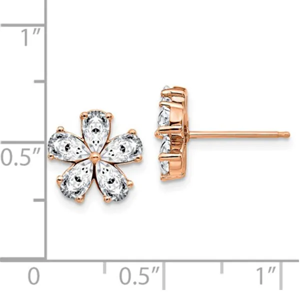 14K White Gold Flower Earring G H I True Light Moissanite