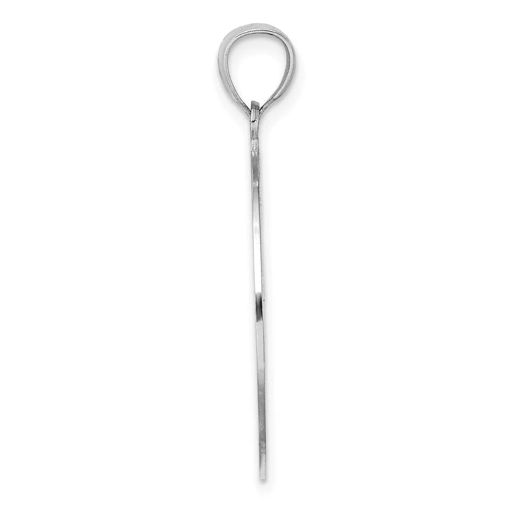 14K White Gold Retro Daisy In Round Frame Charm