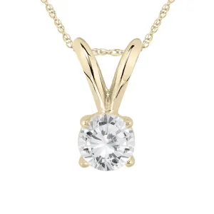 14K Yellow Gold Diamond Solitaire Pendant Necklace