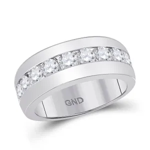 14kt White Gold Mens Round Diamond Single Row Channel-set Band Ring 2.00 Cttw