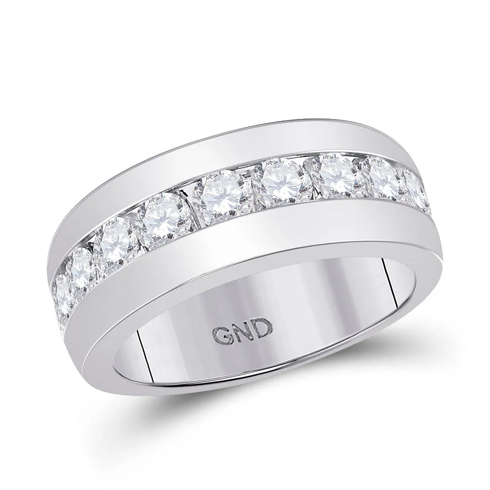 14kt White Gold Mens Round Diamond Single Row Channel-set Band Ring 2.00 Cttw