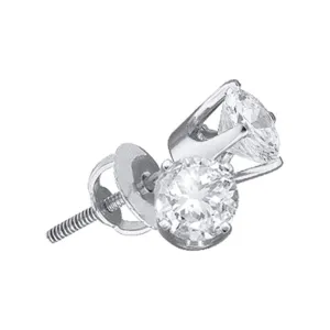 14kt White Gold Womens Round Diamond Solitaire Stud Earrings 1/8 Cttw
