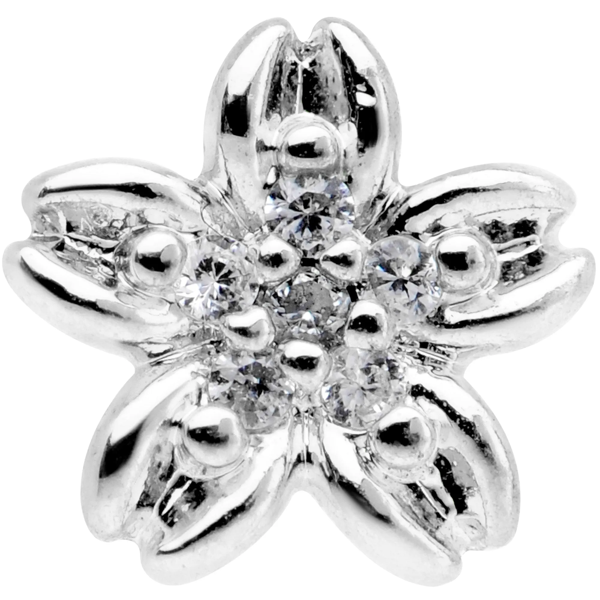 16 Gauge 1/4 CGem Center Flower Cartilage Tragus Earring