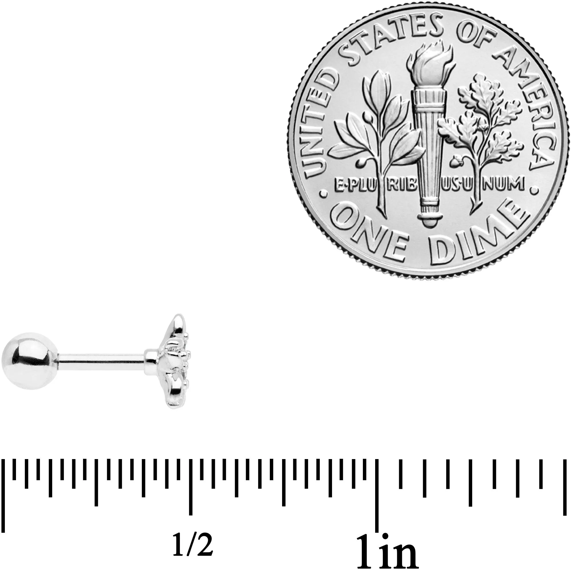16 Gauge 1/4 CGem Center Flower Cartilage Tragus Earring