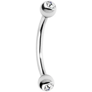 16 Gauge 3/8 Clear Gem Internally Threaded Eyebrow Ring