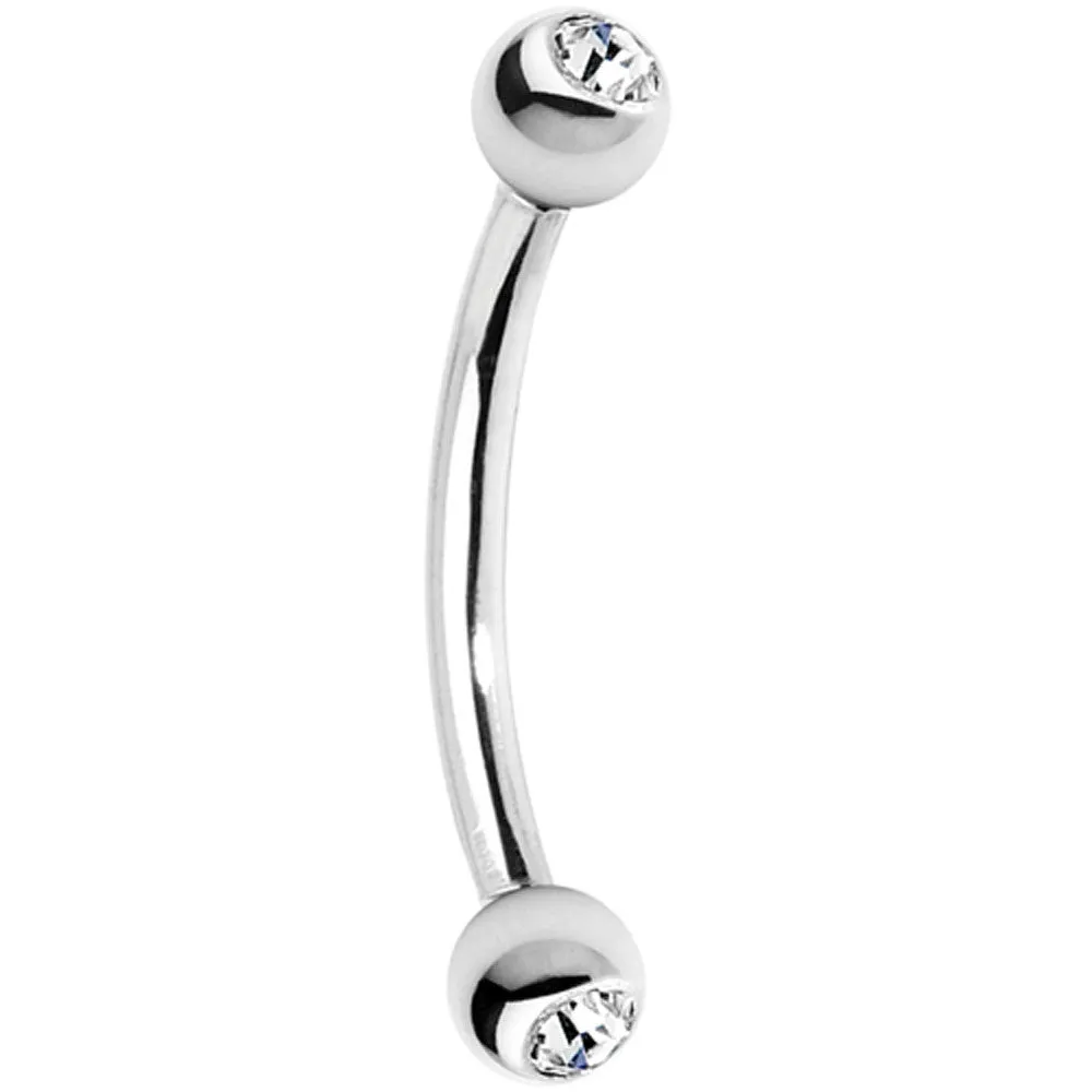 16 Gauge 3/8 Clear Gem Internally Threaded Eyebrow Ring
