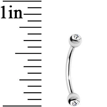 16 Gauge 3/8 Clear Gem Internally Threaded Eyebrow Ring