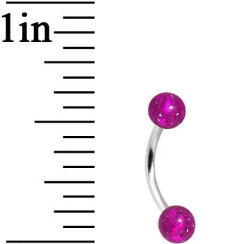 16 Gauge 5/16 Magenta Acrylic Glitter Eyebrow Ring