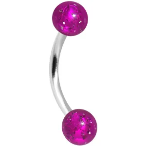 16 Gauge 5/16 Magenta Acrylic Glitter Eyebrow Ring