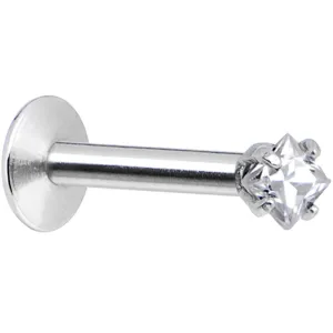 16 Gauge Clear 3mm Square Gem Internally Threaded Labret Monroe Tragus