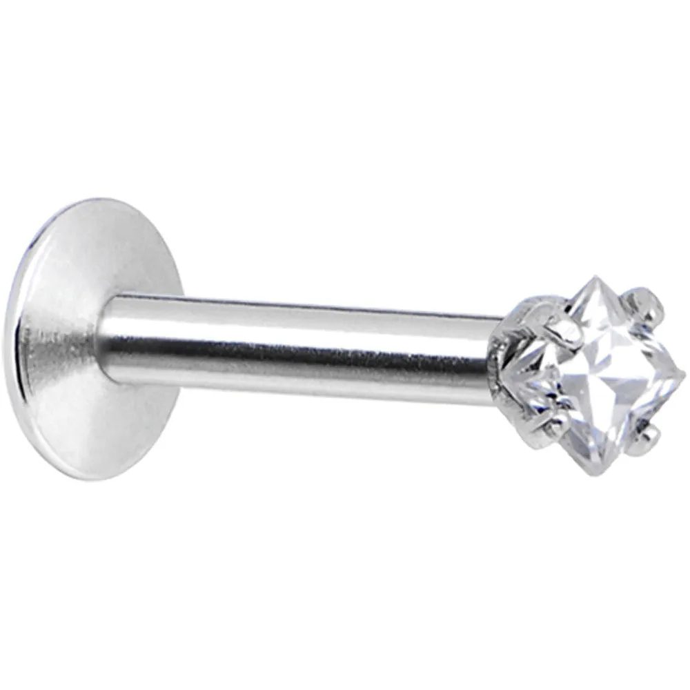16 Gauge Clear 3mm Square Gem Internally Threaded Labret Monroe Tragus