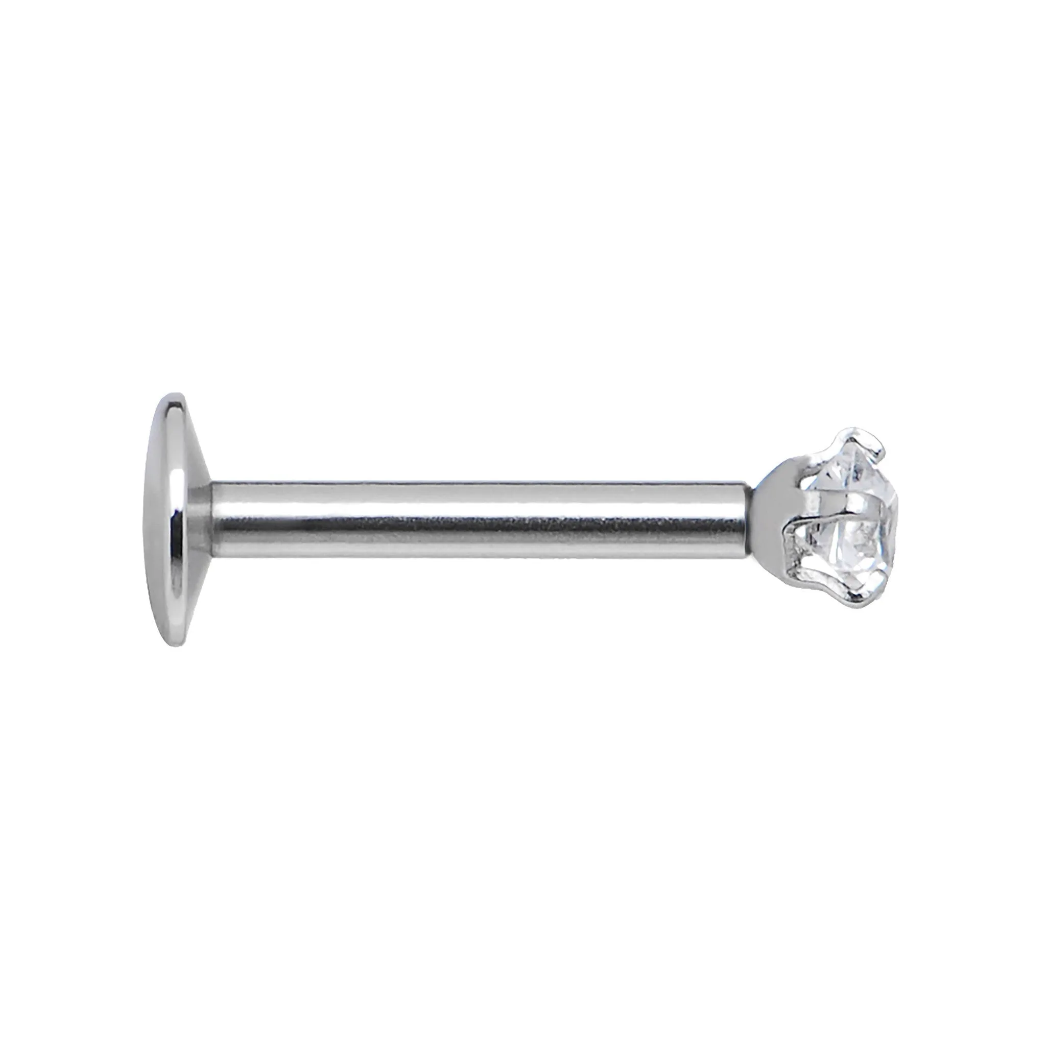 16 Gauge Clear 3mm Square Gem Internally Threaded Labret Monroe Tragus