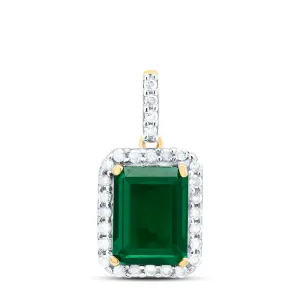 1/6CTW-DIA 1 1/CT-EM SYNTHETIC GEMSTONE PENDANT