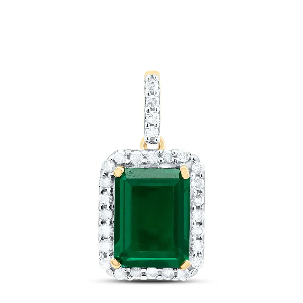 1/6CTW-DIA 1 1/CT-EM SYNTHETIC GEMSTONE PENDANT