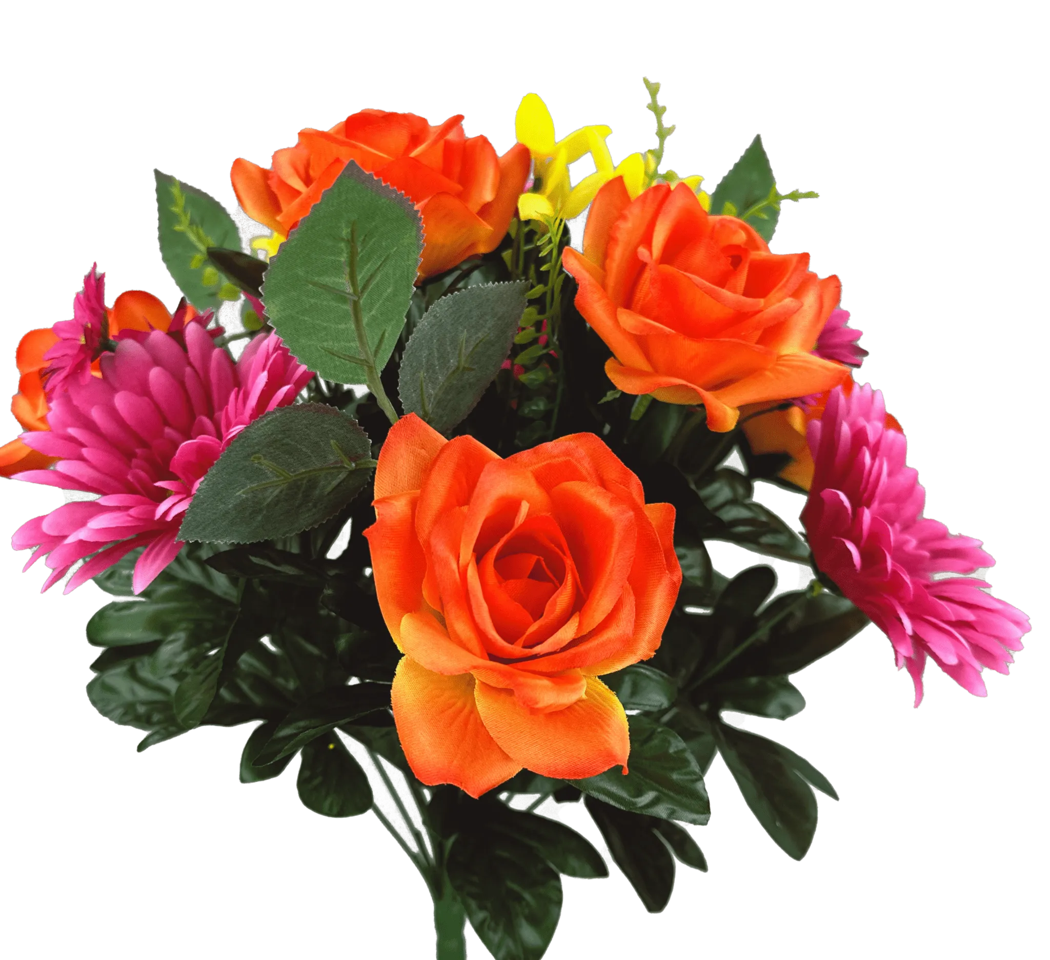 17" Rose, Gerber Daisy Bush: Fuchsia, Orange - 63689BTOR